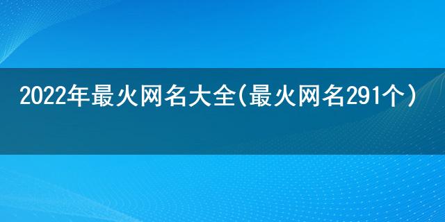 2022年最火网名大全(最火网名291个)